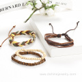 Multilayer Braided Leather Bracelet Wooden Beads Friendship Bracelet